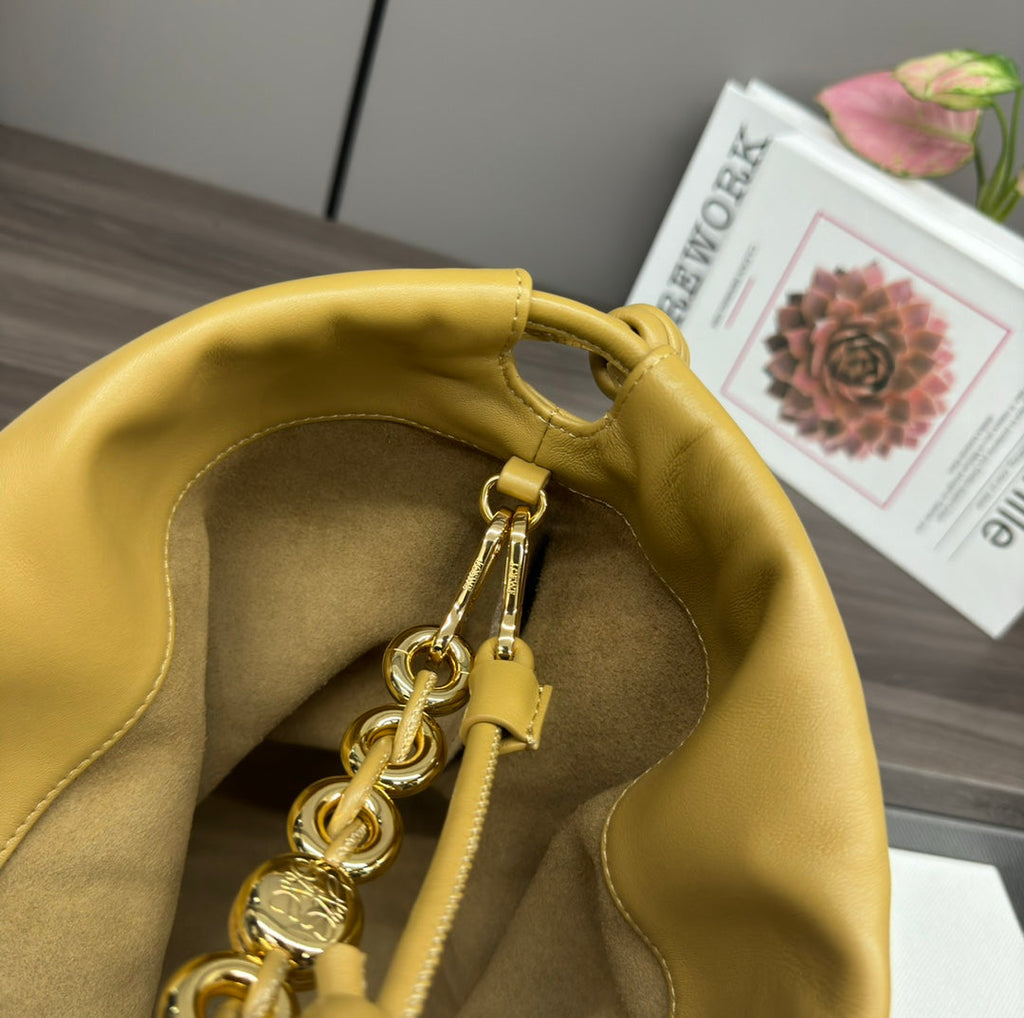 Loewe Large 41 Flamenco Purse Bucket in Dijon Yellow Lambskin Gold Hardware