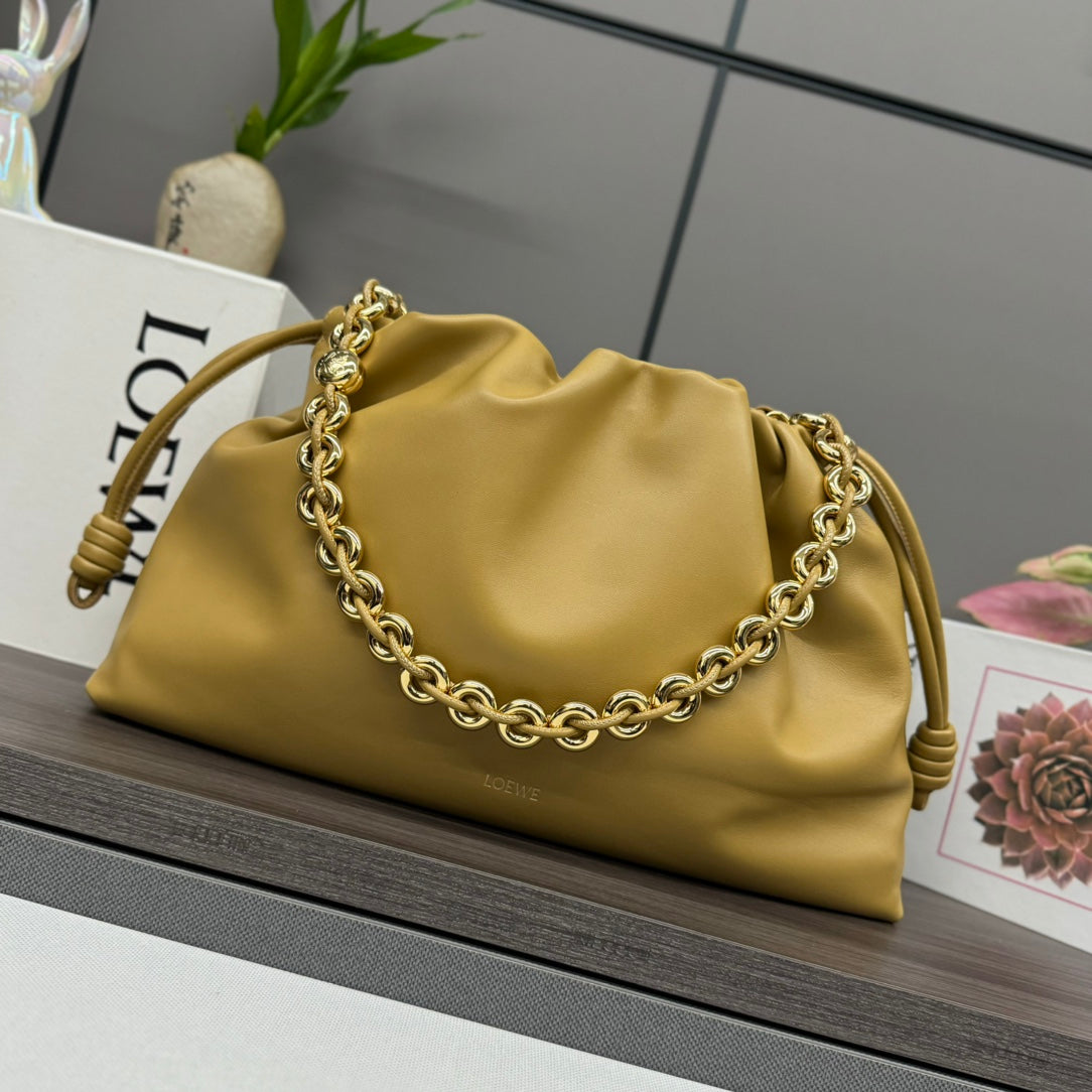 Loewe Large 41 Flamenco Purse Bucket in Dijon Yellow Lambskin Gold Hardware