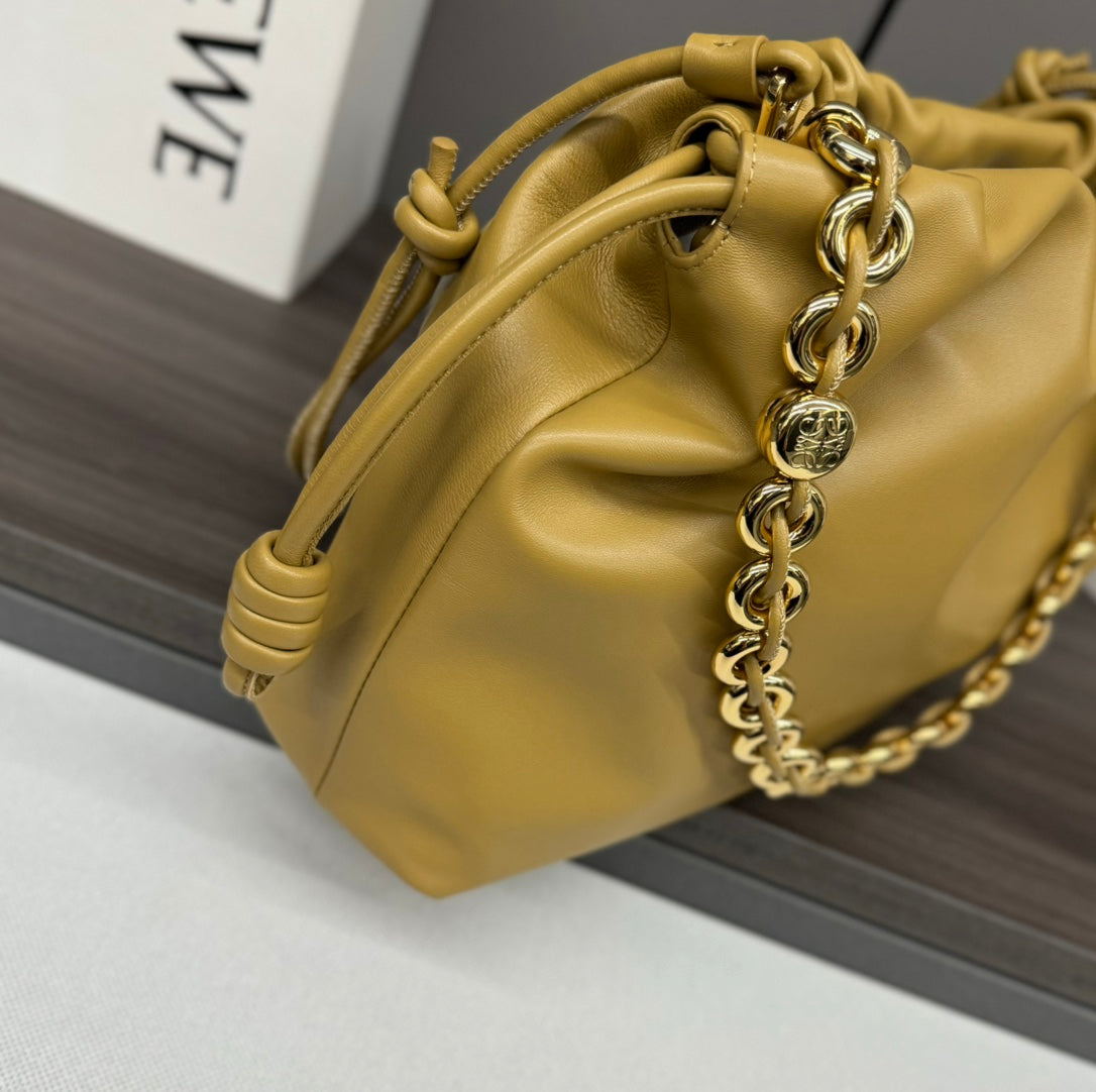 Loewe Large 41 Flamenco Purse Bucket in Dijon Yellow Lambskin Gold Hardware
