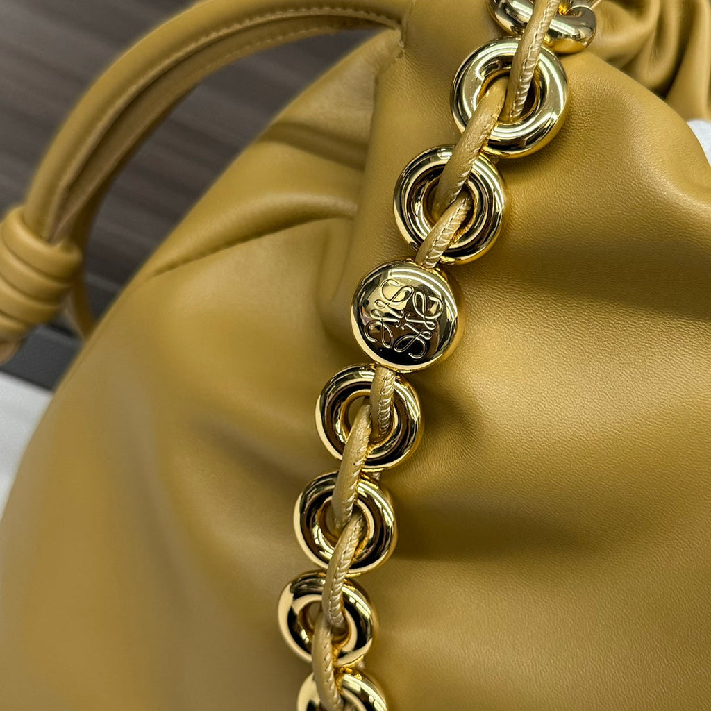Loewe Large 41 Flamenco Purse Bucket in Dijon Yellow Lambskin Gold Hardware