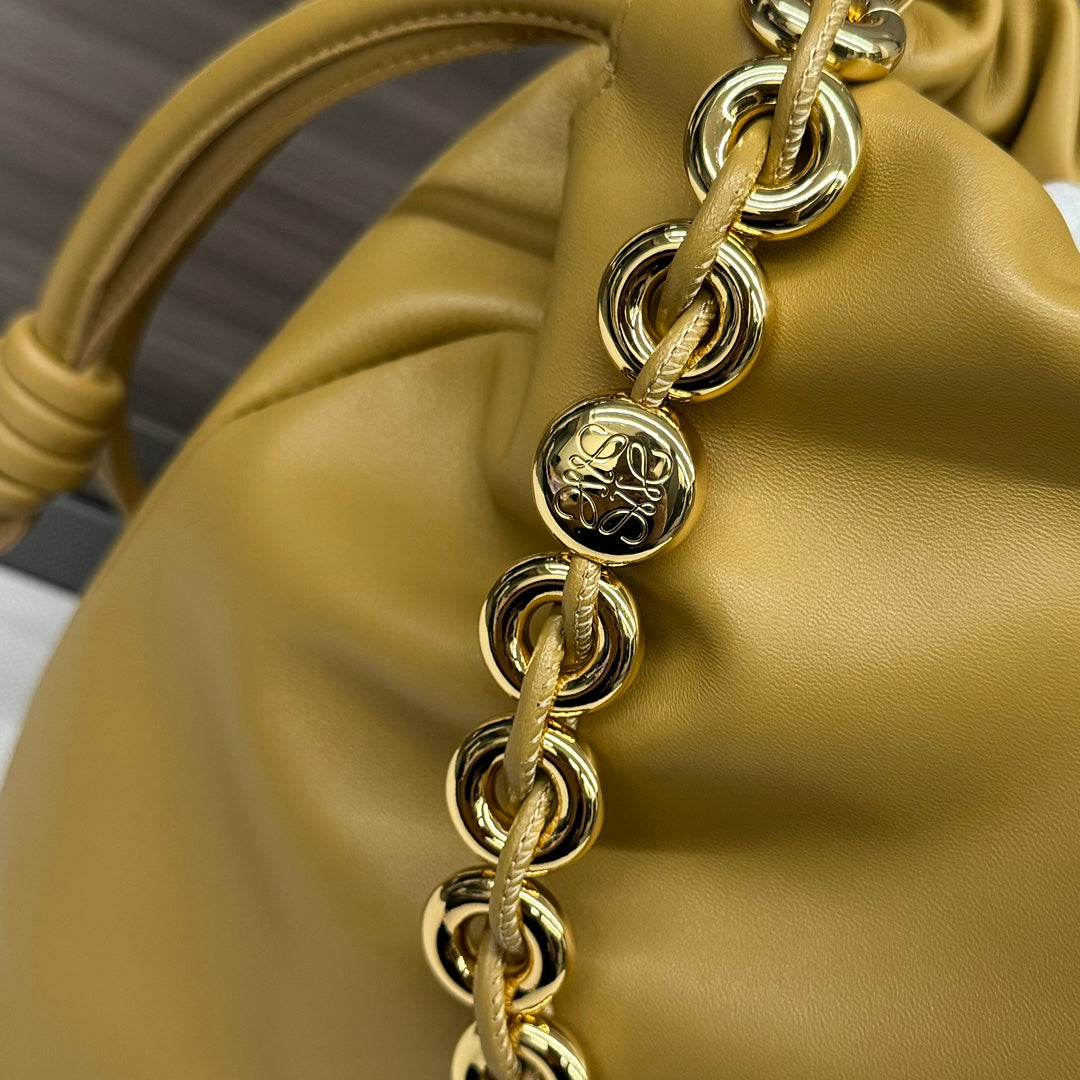 Loewe Large 41 Flamenco Purse Bucket in Dijon Yellow Lambskin Gold Hardware