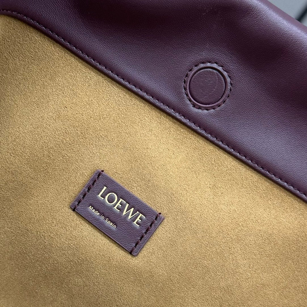 Loewe Large 41 Flamenco Purse Bucket in Wine Purple Lambskin Gold Hardware