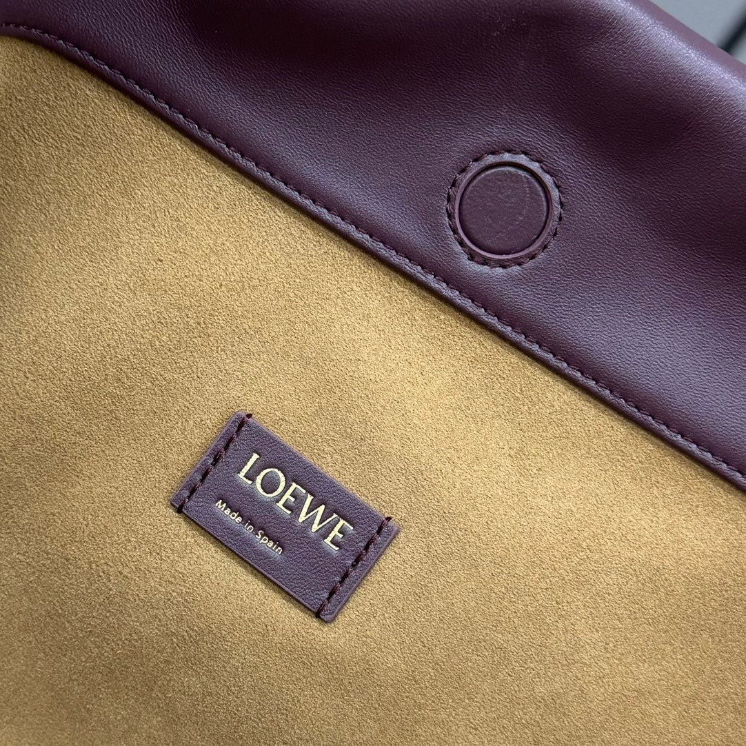 Loewe Large 41 Flamenco Purse Bucket in Wine Purple Lambskin Gold Hardware