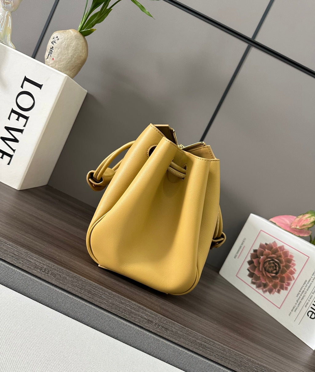 Loewe 25S Madrid Bag 28 in Sand Yellow Calfskin Gold Hardware