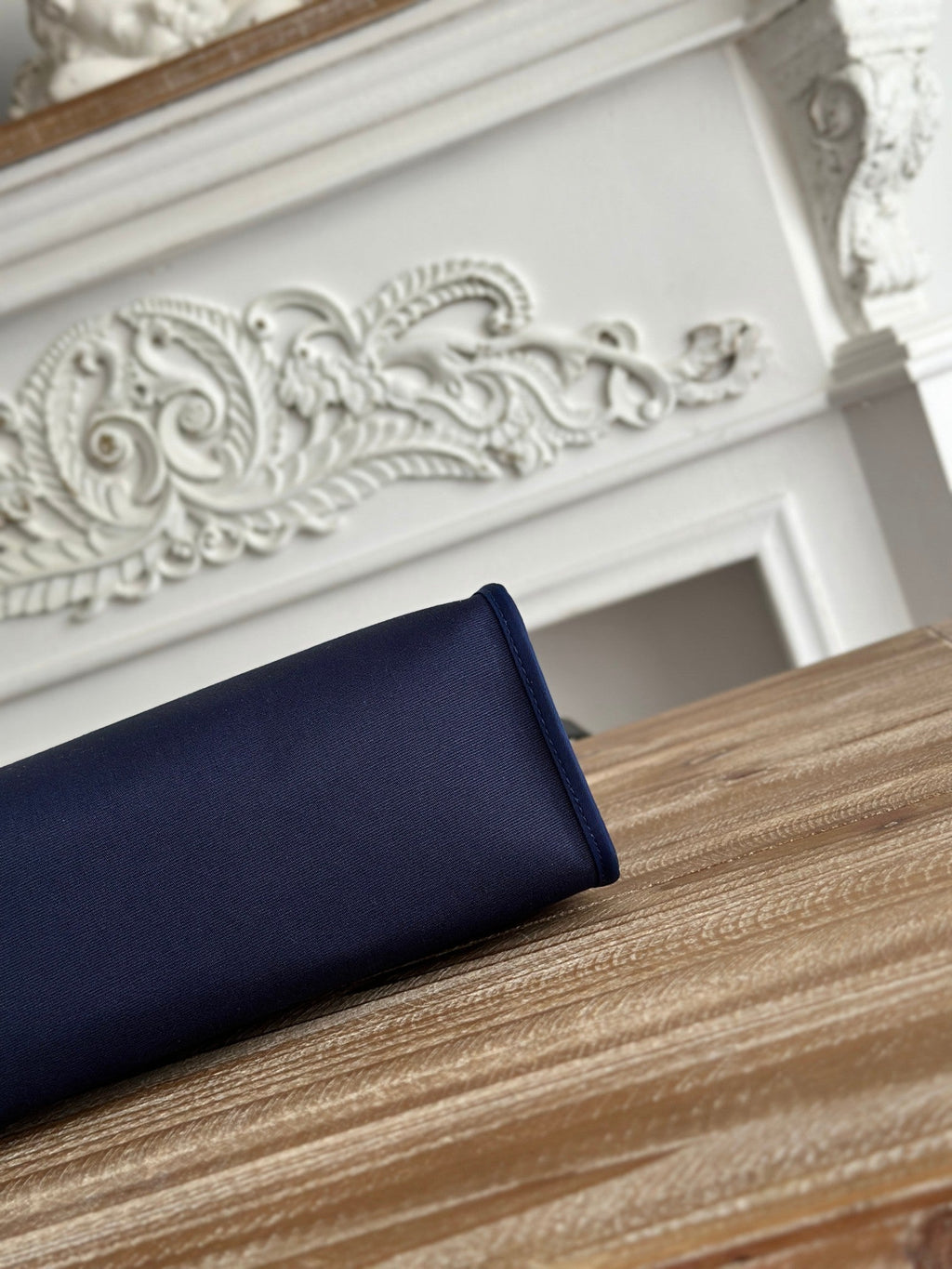 Hermes Zip Cabine 31 Bag in Navy Blue Canvas and Black Calfskin