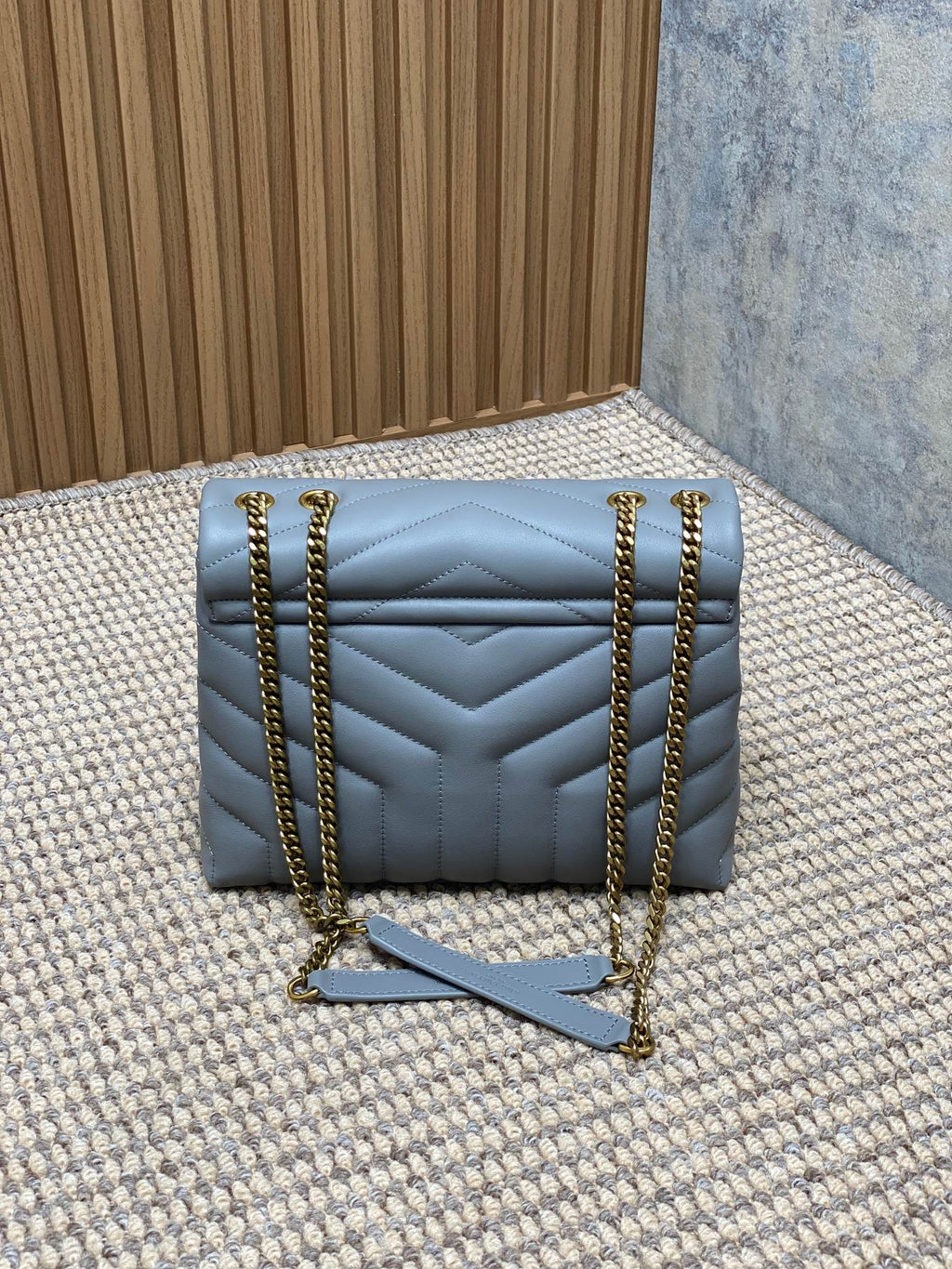 Saint Laurent Loulou Small 25 in Ash Blue Lambskin Gold Hardware Bag