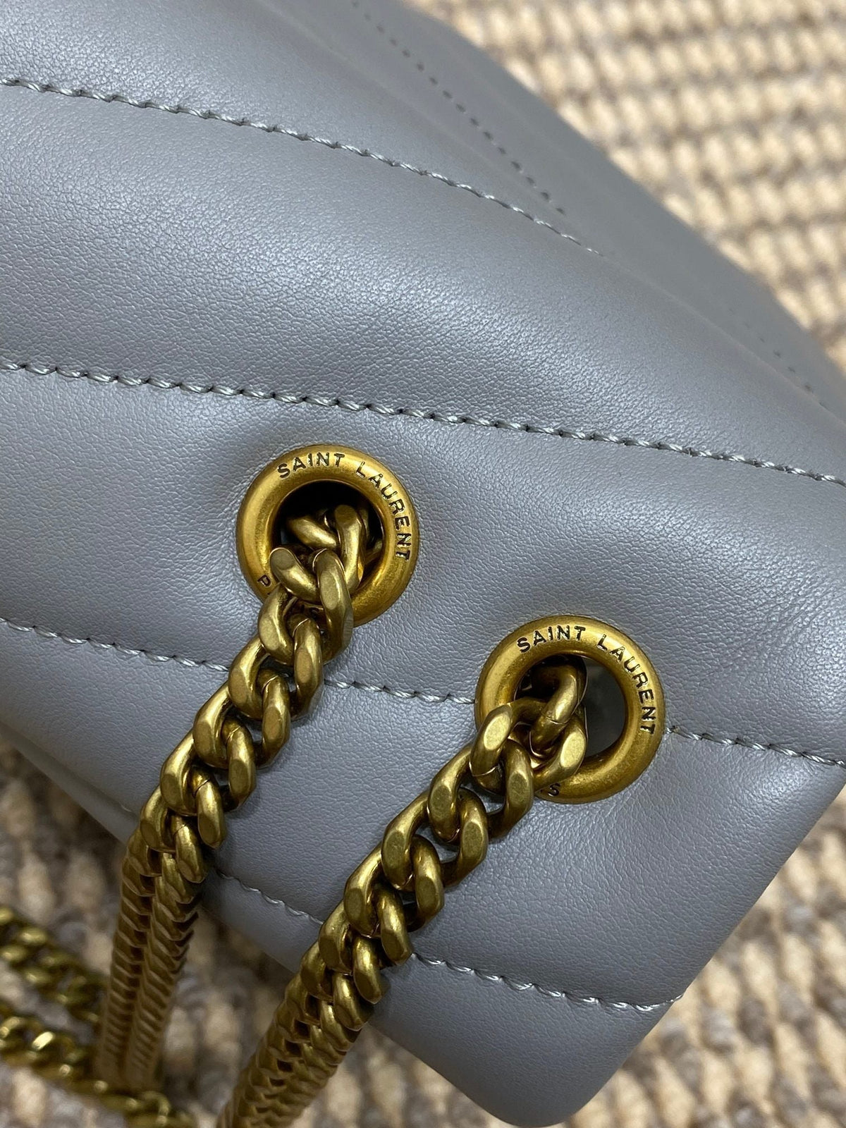 Saint Laurent Loulou Small 25 in Ash Blue Lambskin Gold Hardware Bag