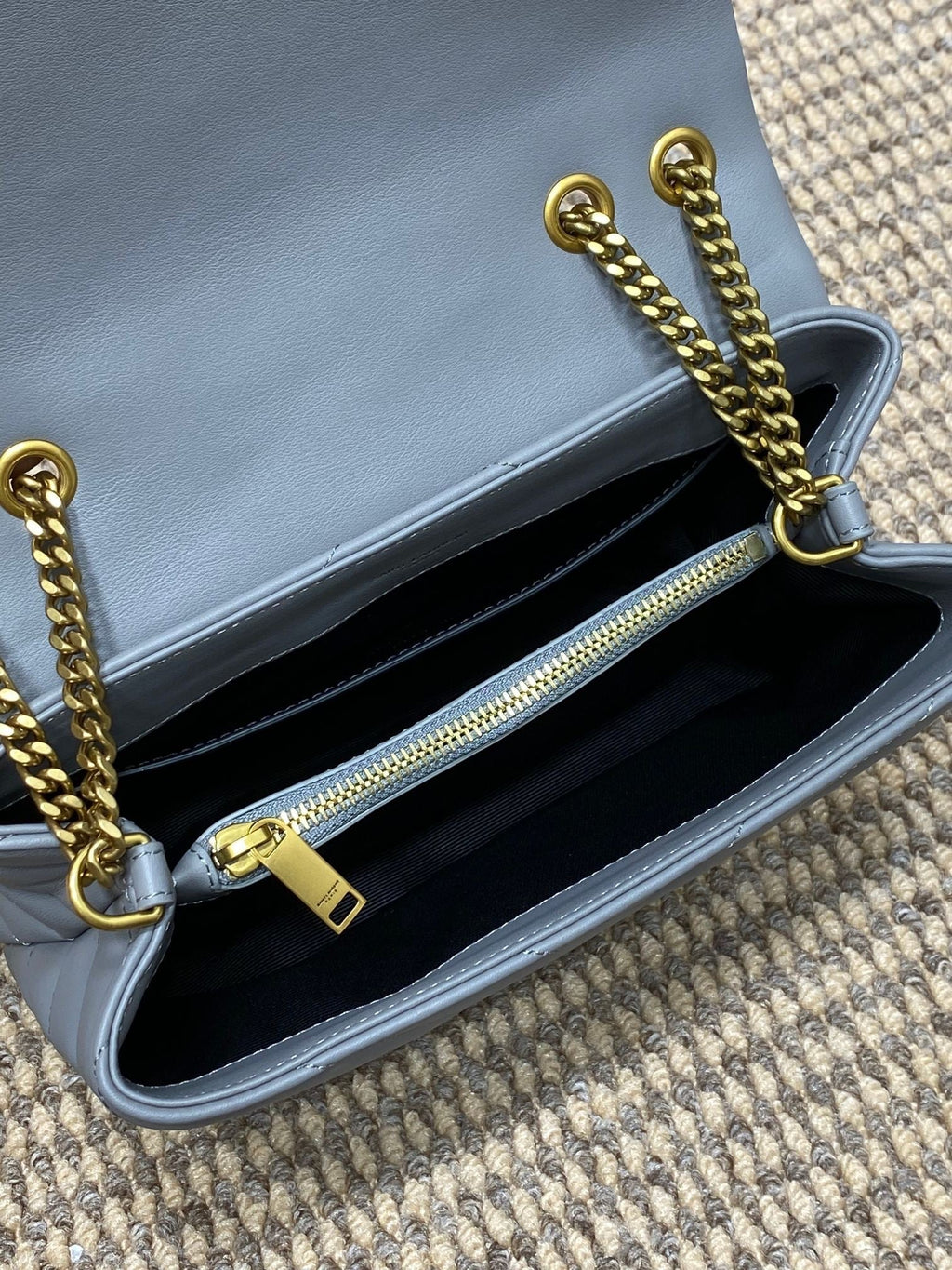 Saint Laurent Loulou Small 25 in Ash Blue Lambskin Gold Hardware Bag