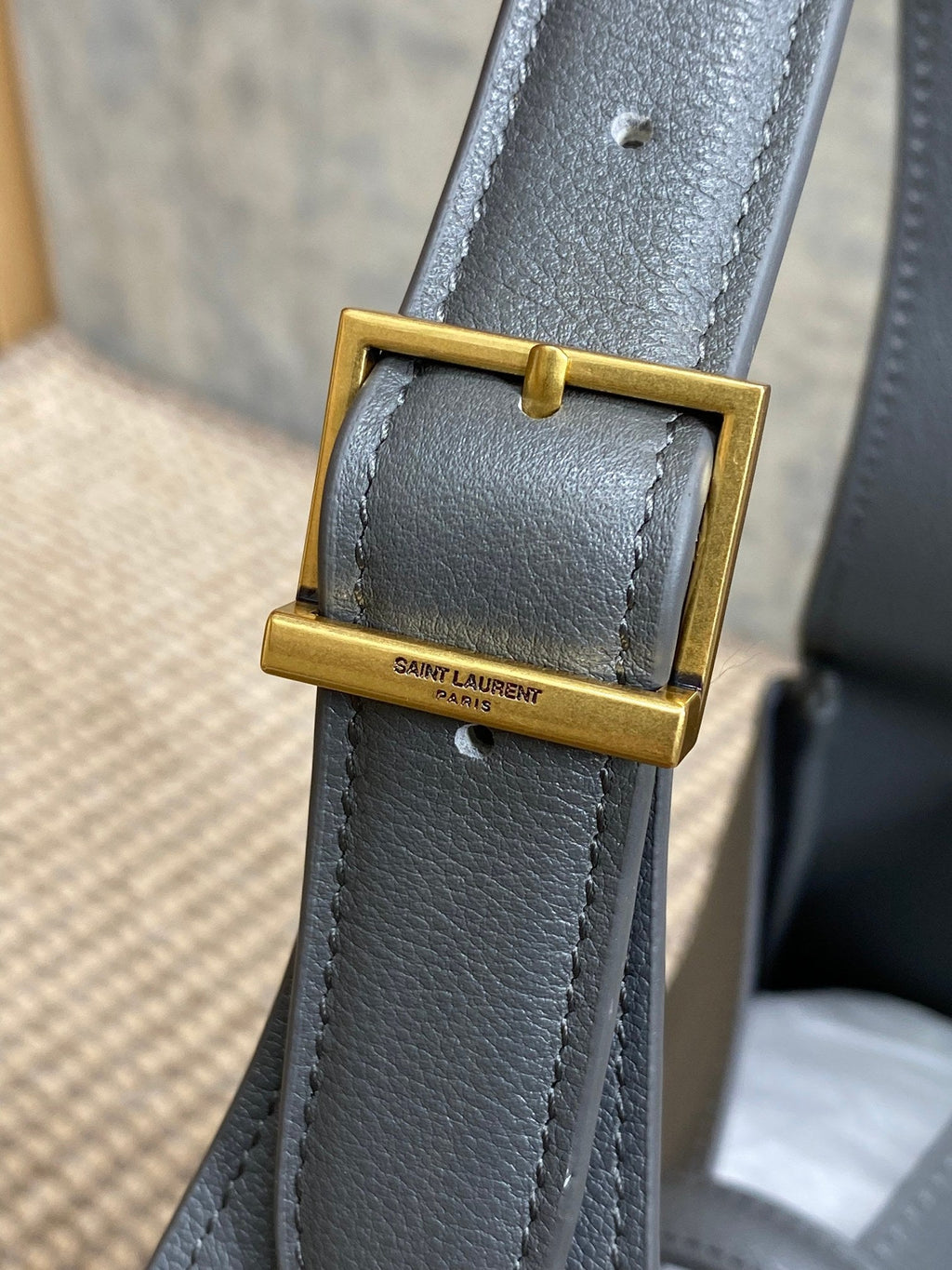 Saint Laurent Le 5 À 7 Small Supple 22 in Nepal Blue Calfskin Gold Buckle Bag
