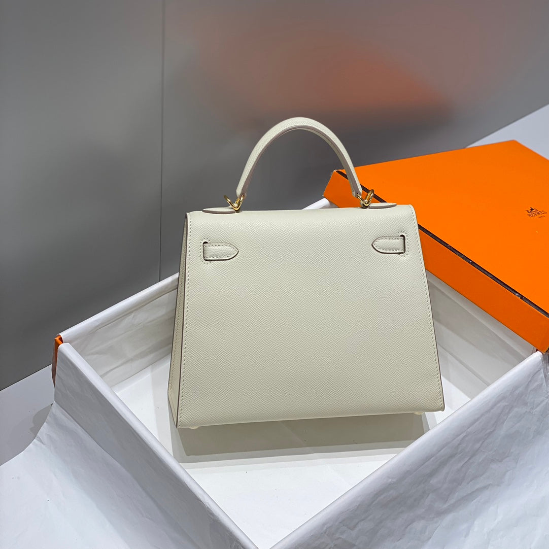 Hermes Kelly 25cm in Nata Epsom Calfskin Gold Hardware Bag