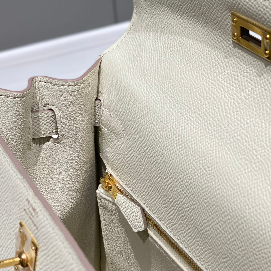 Hermes Kelly 25cm in Nata Epsom Calfskin Gold Hardware Bag