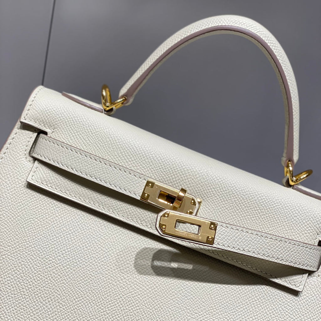 Hermes Kelly 25cm in Nata Epsom Calfskin Gold Hardware Bag