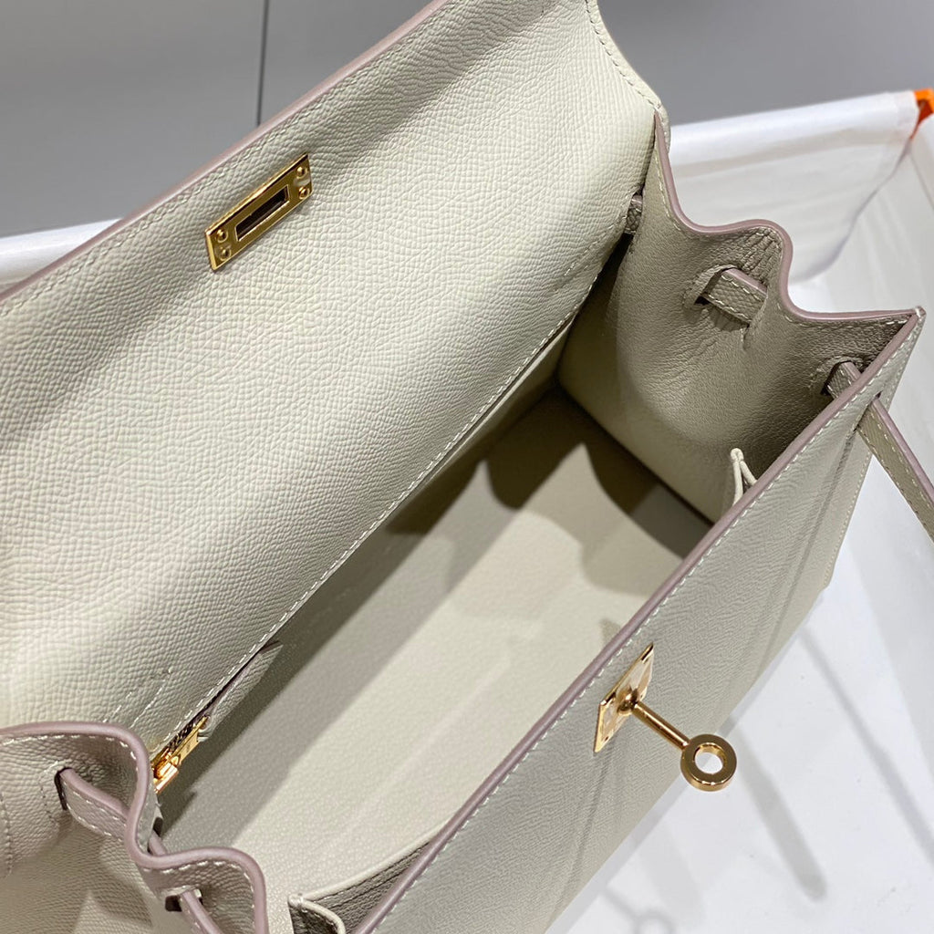 Hermes Kelly 25cm in Nata Epsom Calfskin Gold Hardware Bag
