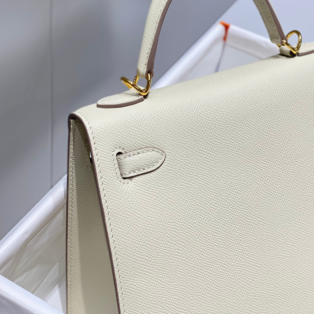 Hermes Kelly 25cm in Nata Epsom Calfskin Gold Hardware Bag