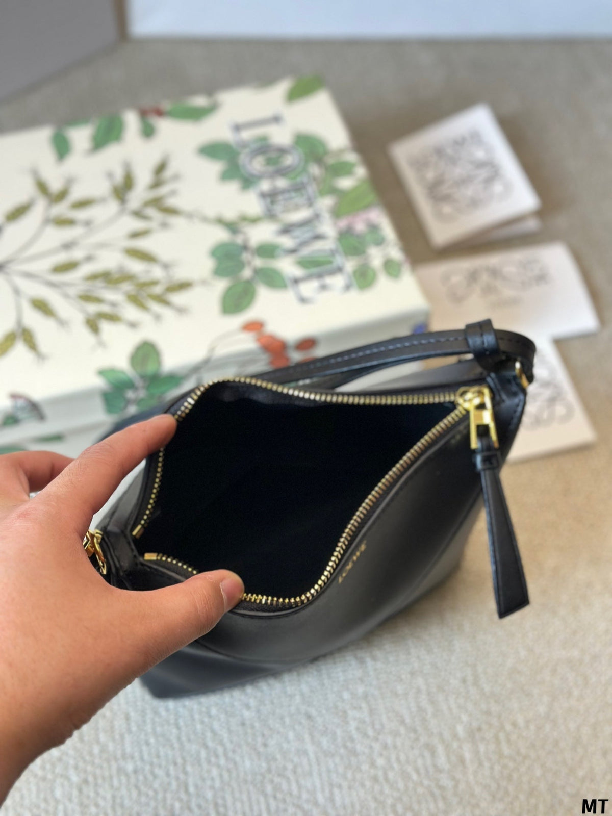 Loewe 20 Puzzle Fold Pouch in Black Nappa Calfskin