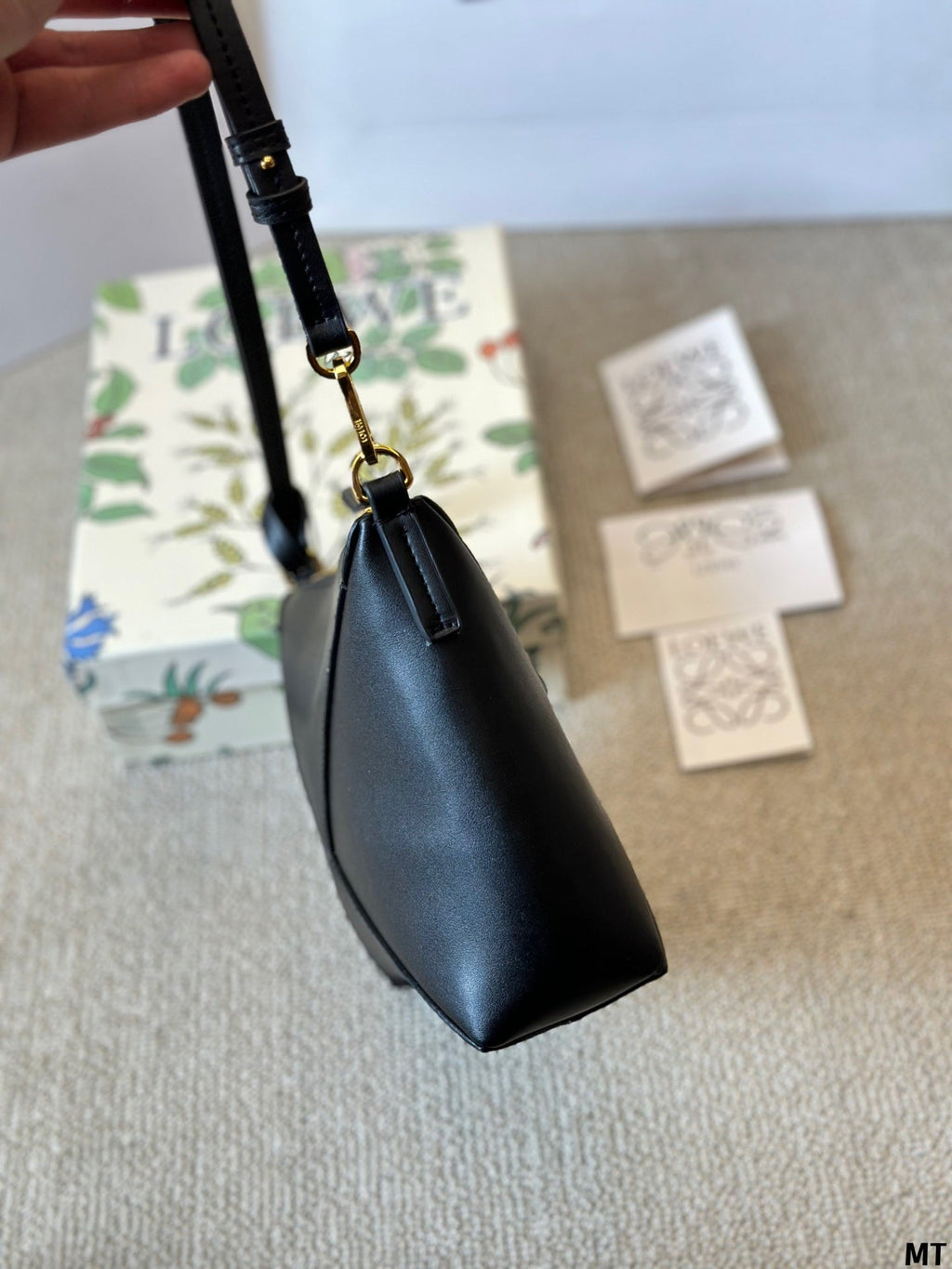Loewe 20 Puzzle Fold Pouch in Black Nappa Calfskin