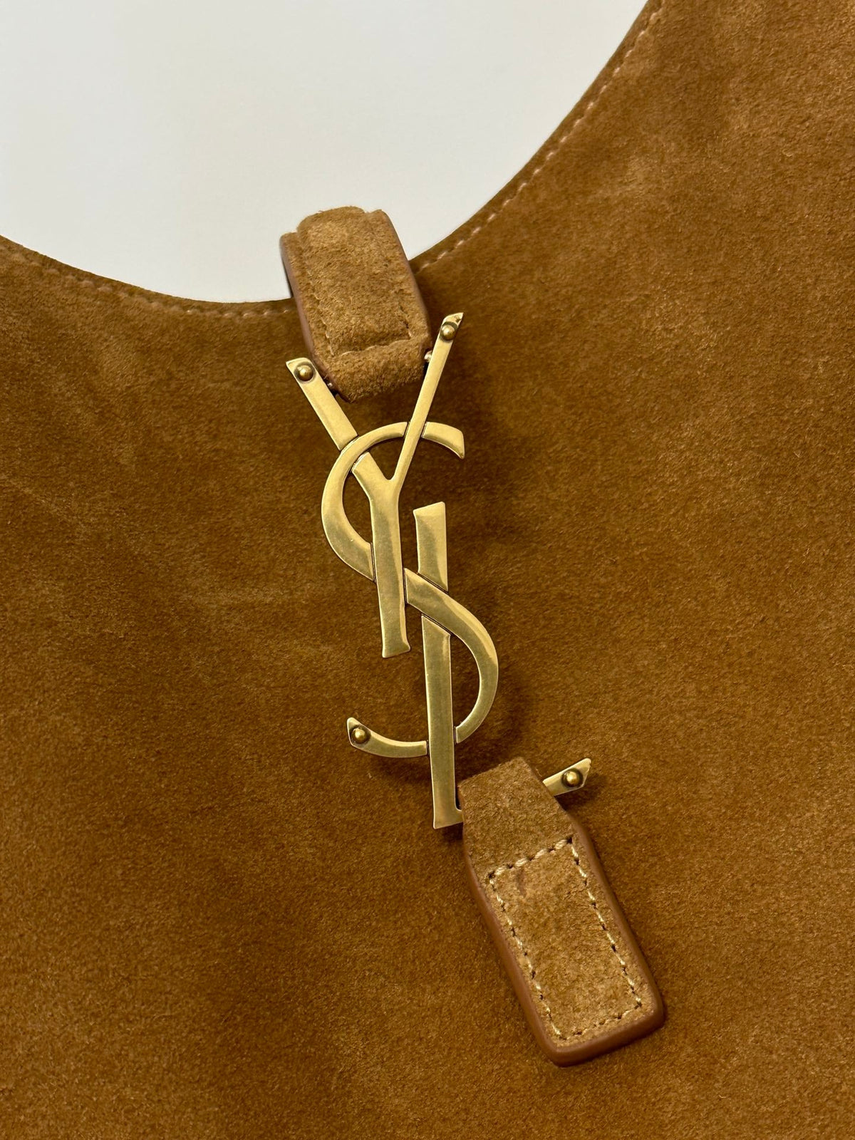 Saint Laurent Le 5 À 7 Supple Small 22 in Caramel Brown Suede Bag