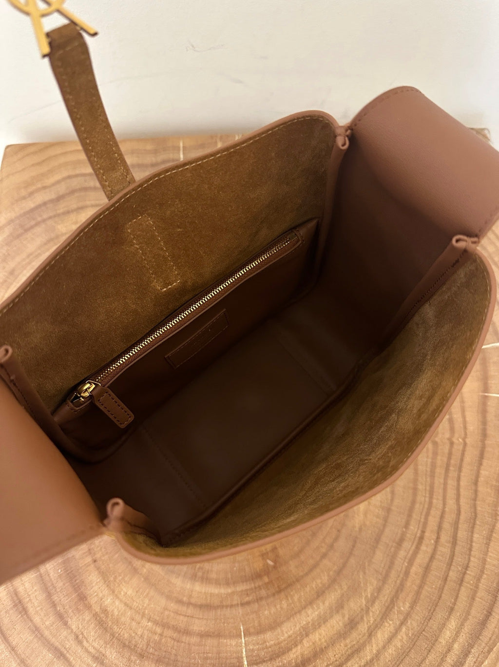Saint Laurent Le 5 À 7 Supple Small 22 in Caramel Brown Suede Bag