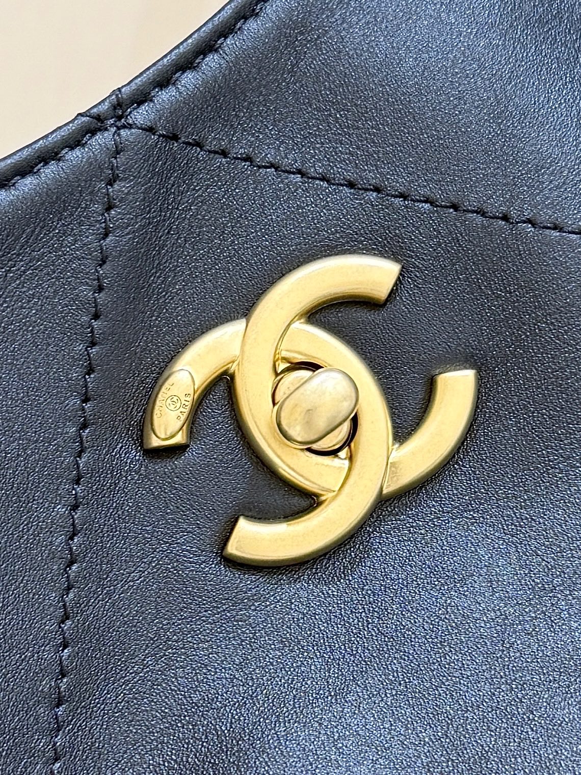 Chanel Large Maxi Shopping Bag 59 in Black Calfskin Gold-Tone Metal