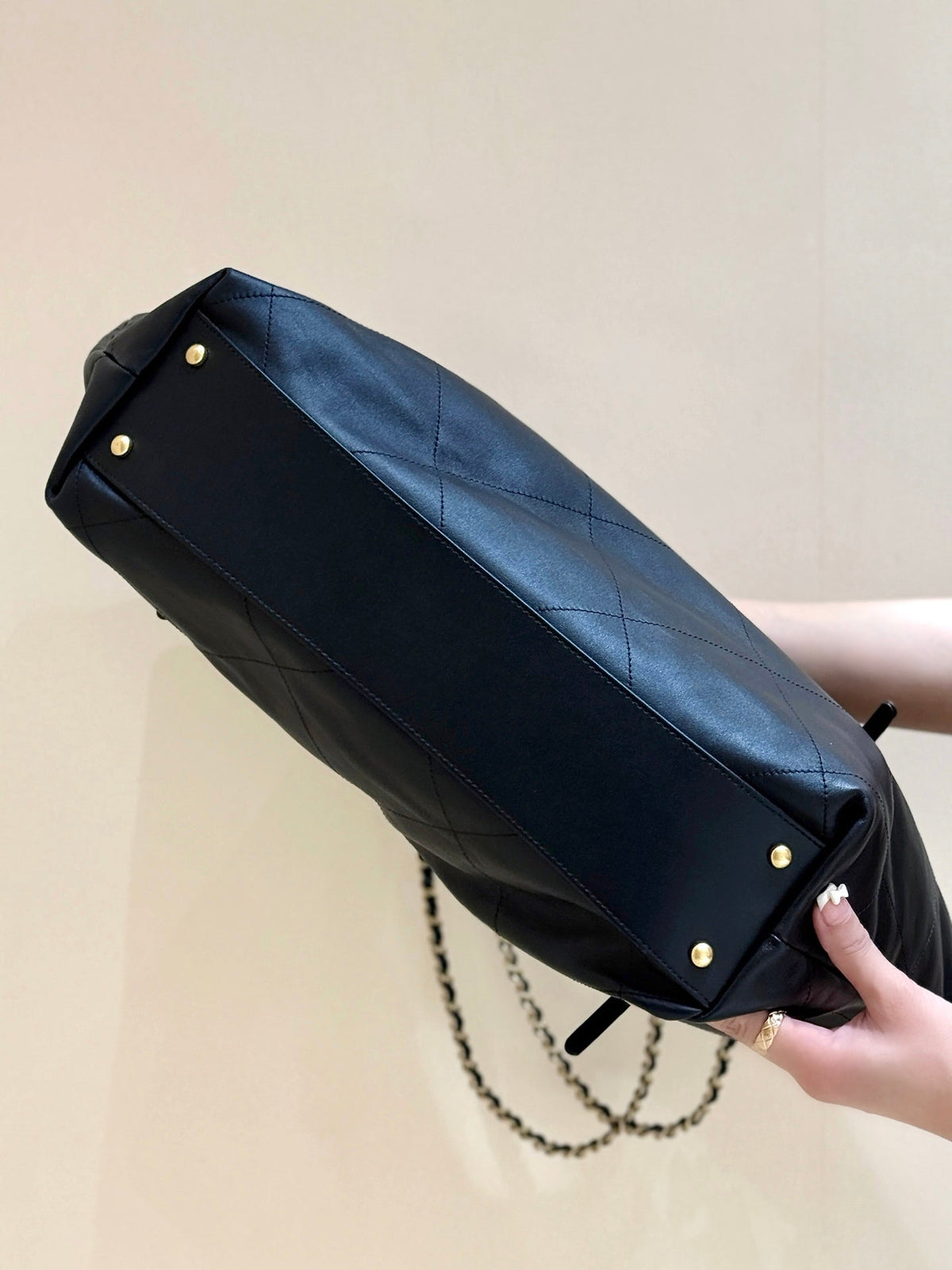Chanel Large Maxi Shopping Bag 59 in Black Calfskin Gold-Tone Metal