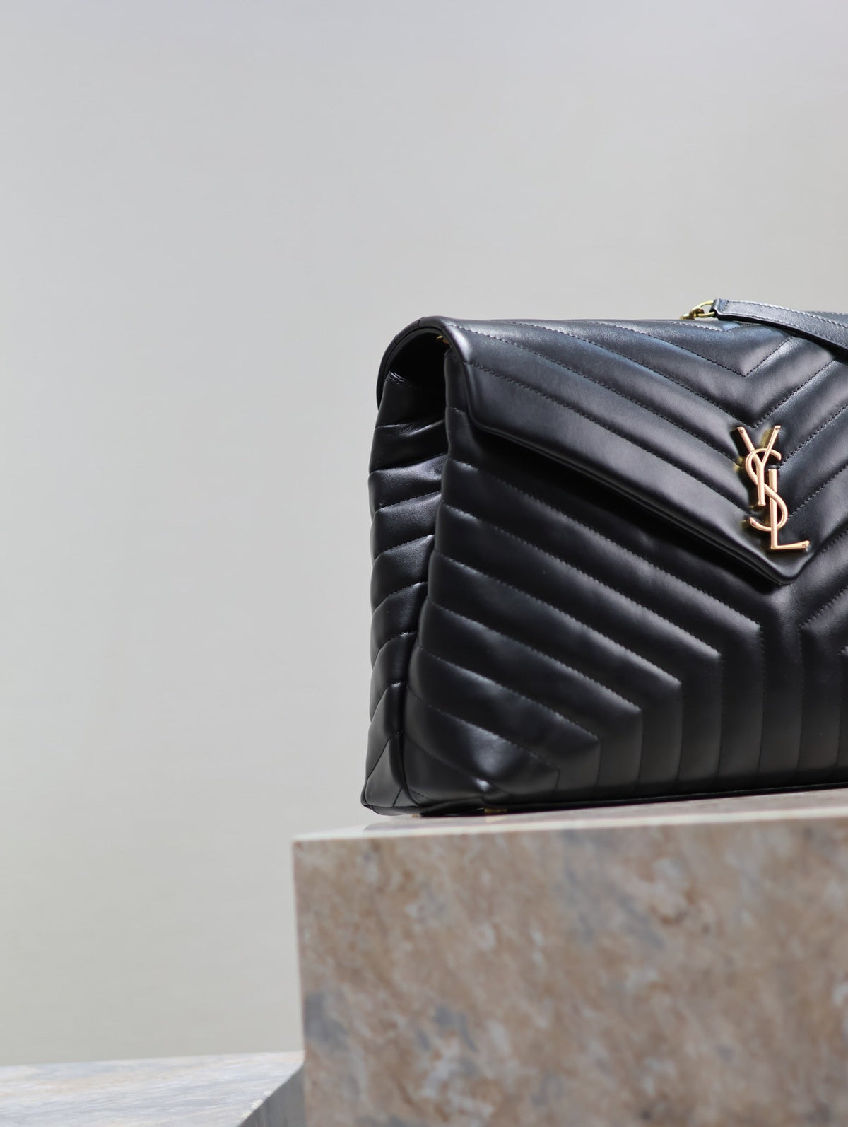 Saint Laurent Loulou Large 36 in Black Quilted Calfskin Gold Hardware Bag