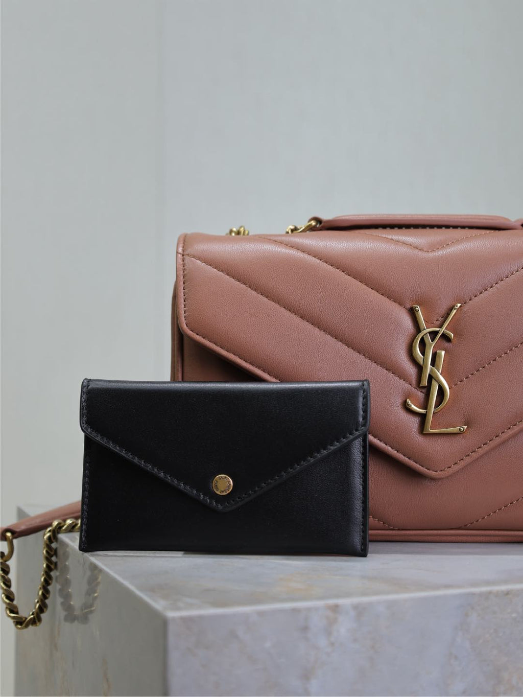 Saint Laurent Loulou Small 24 in Salmon Pink Sheepskin Gold Hardware Bag