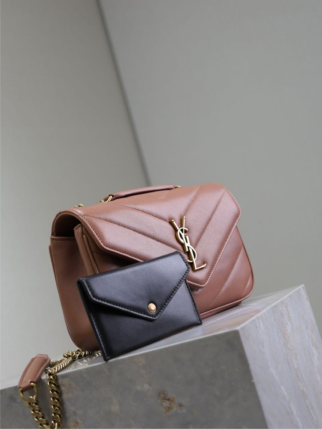 Saint Laurent Loulou Small 24 in Salmon Pink Sheepskin Gold Hardware Bag