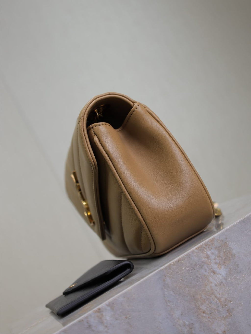 Saint Laurent Loulou Small 24 in Milk Tea Sheepskin Gold Hardware Bag