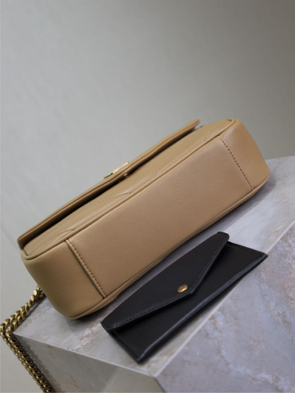 Saint Laurent Loulou Small 24 in Milk Tea Sheepskin Gold Hardware Bag
