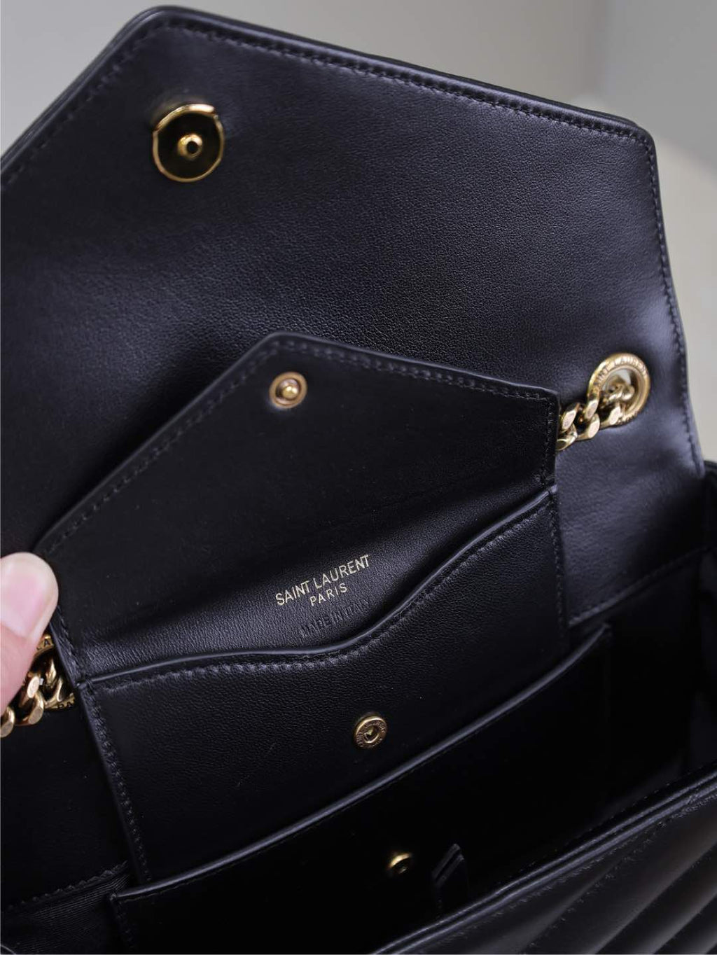 Saint Laurent Loulou Small 24 in Black Sheepskin Gold Hardware Bag