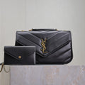 Saint Laurent Loulou Small 24 in Black Sheepskin Gold Hardware Bag